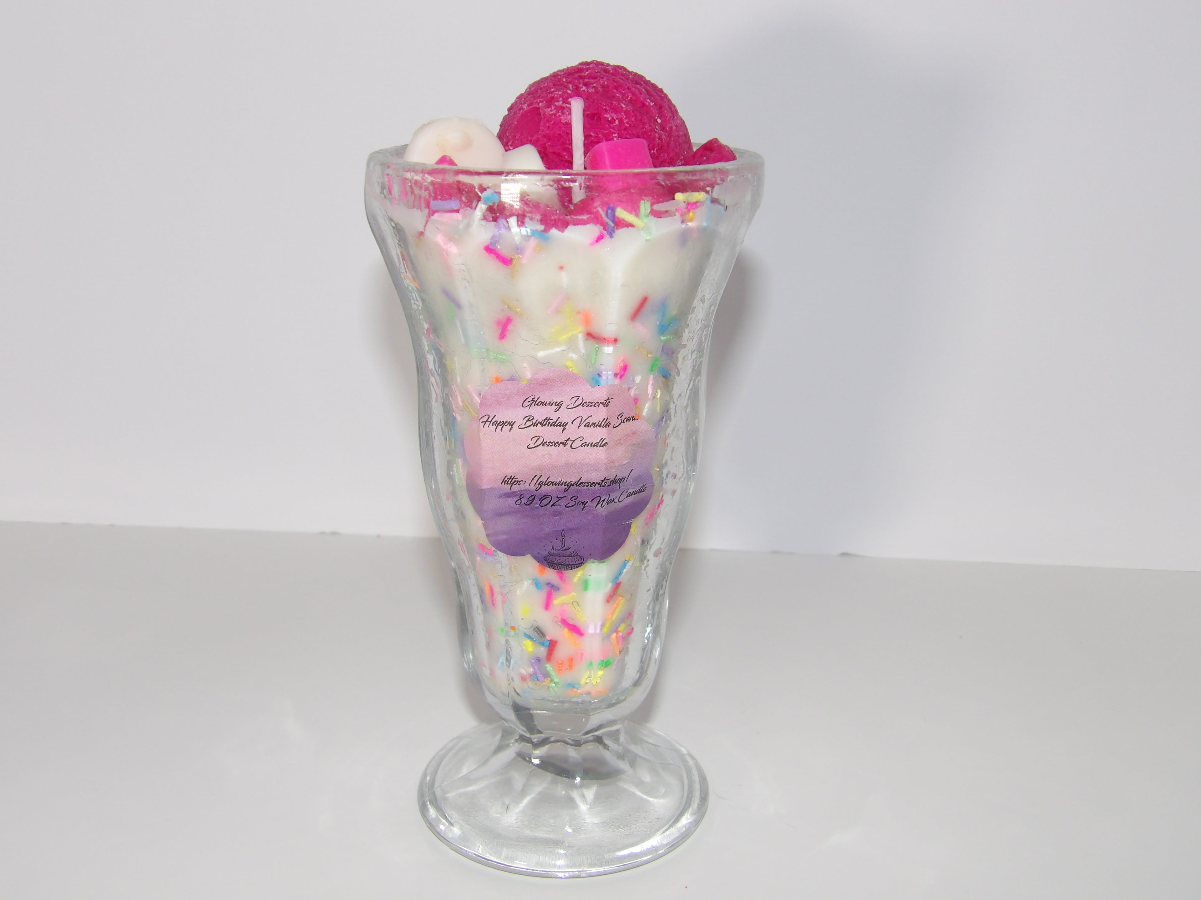 Happy birthday Sundae Dessert Candle with Ice cream topping