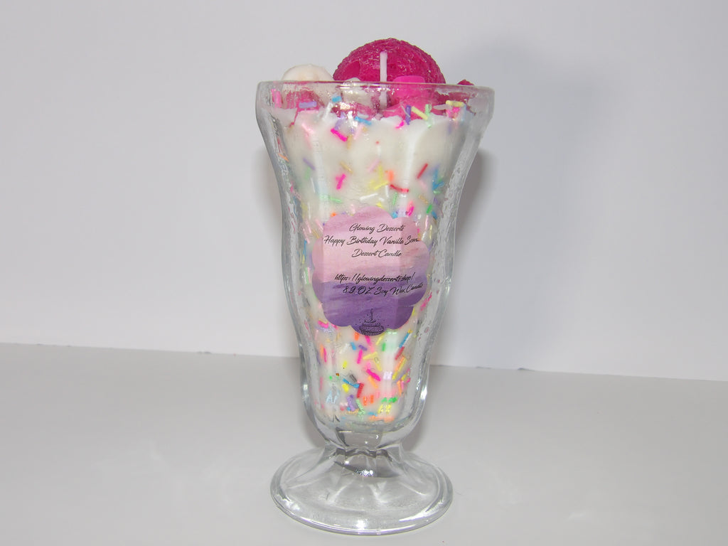 Happy birthday Sundae Dessert Candle with Ice cream topping