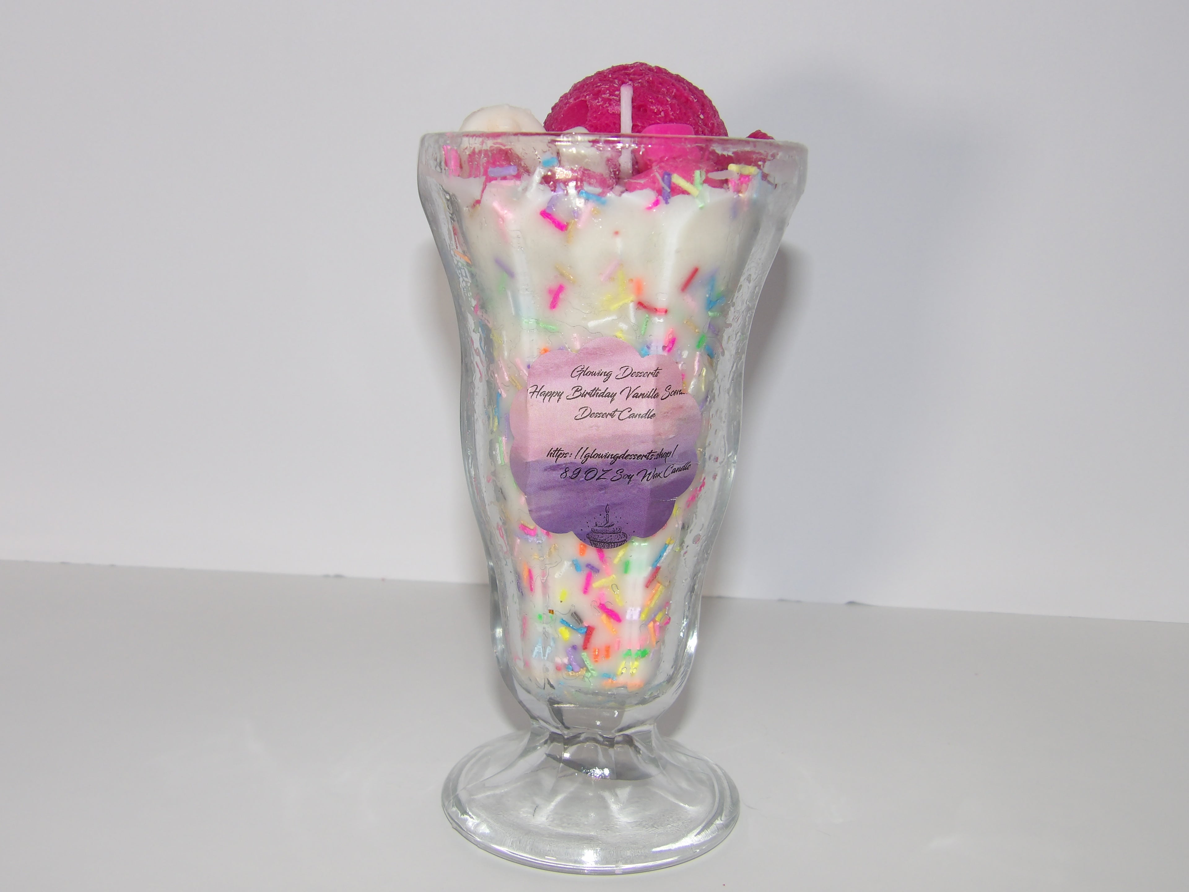 Happy birthday Sundae Dessert Candle with Ice cream topping