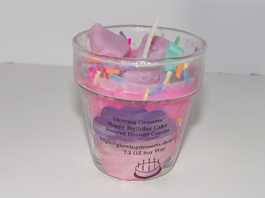 Pink Small Happy Birthday Dessert Candle