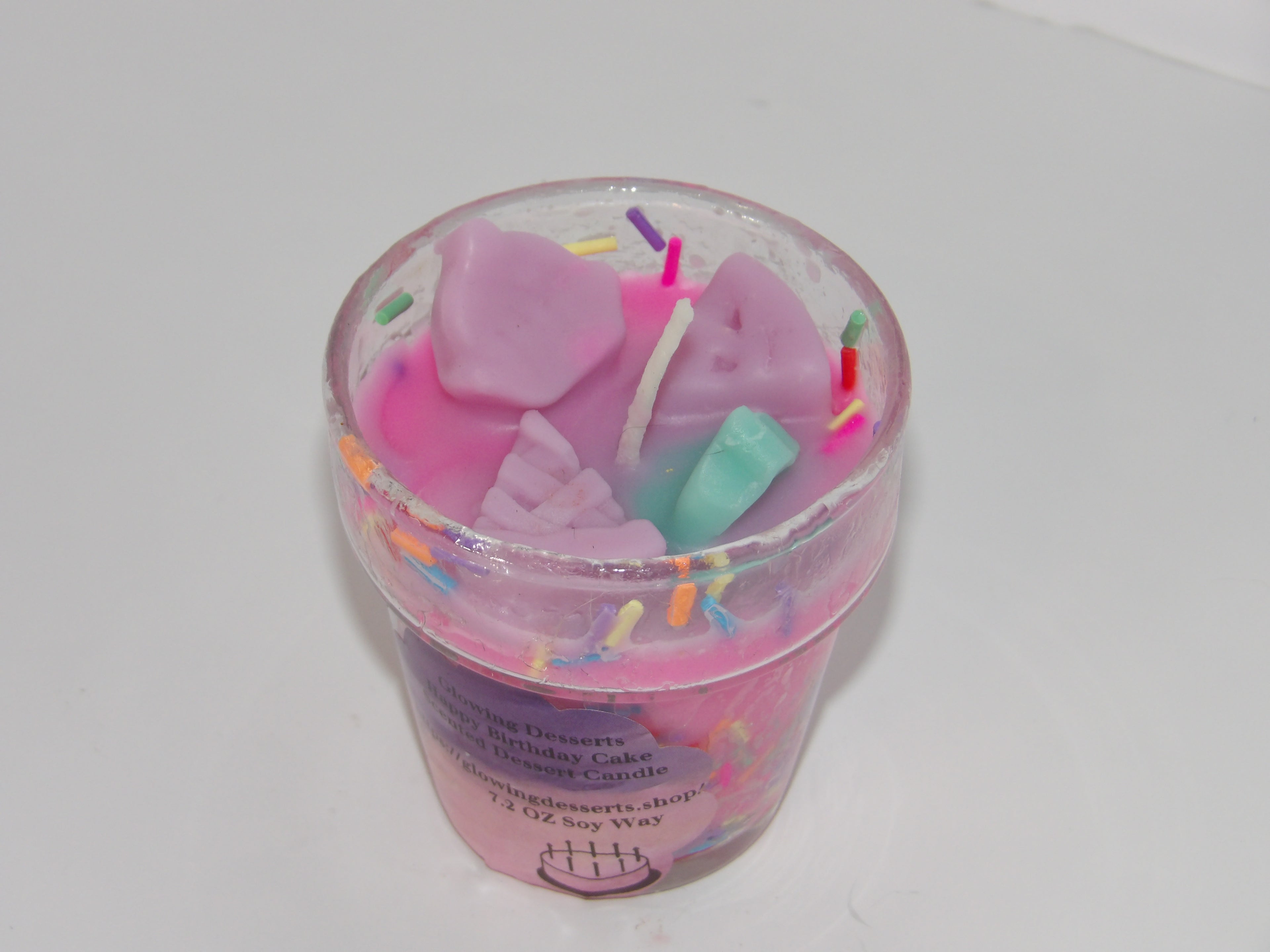 Pink Small Happy Birthday Dessert Candle