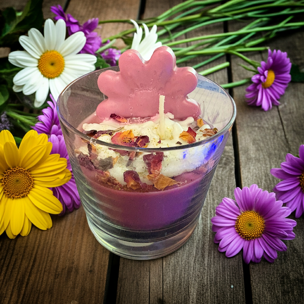 Black Raspberry/Vanilla Scented Flower Candle