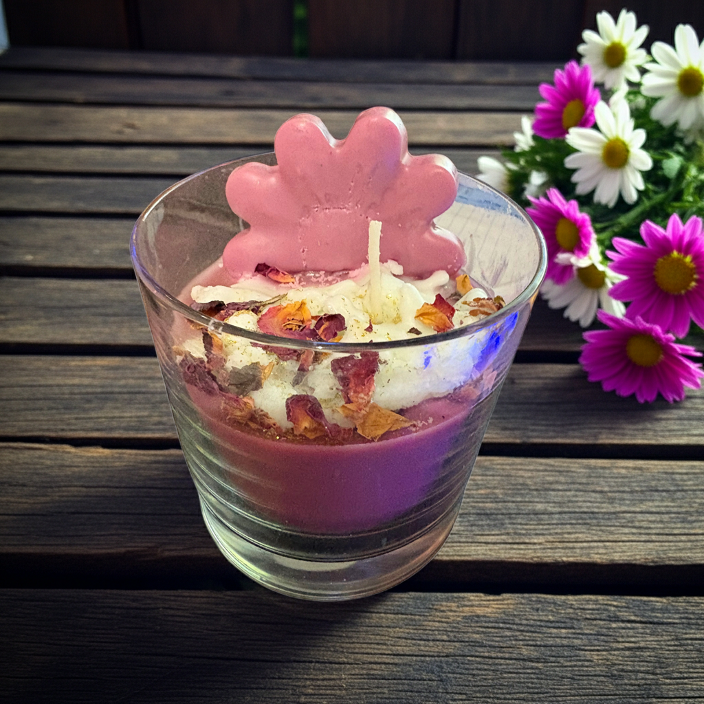 Black Raspberry/Vanilla Scented Flower Candle