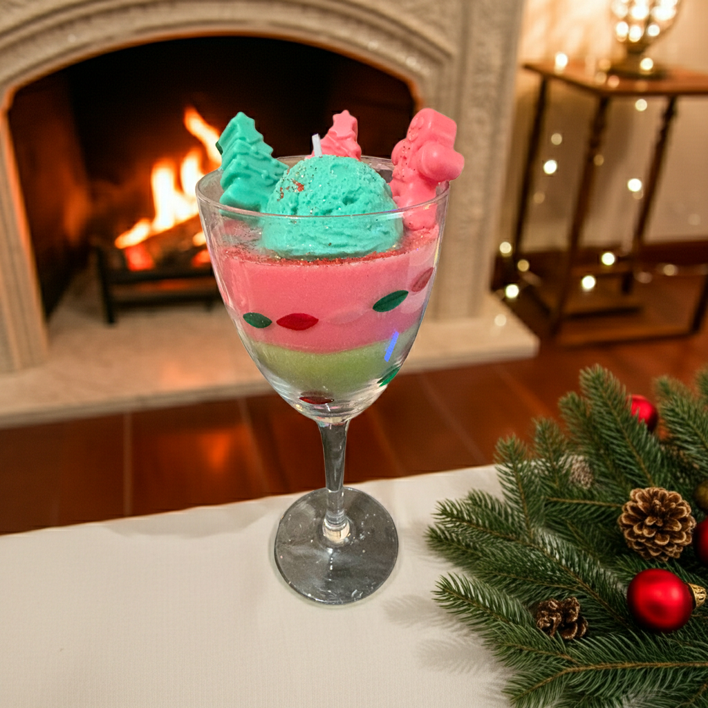 Candy Cane & Pine Scented Dessert Candle