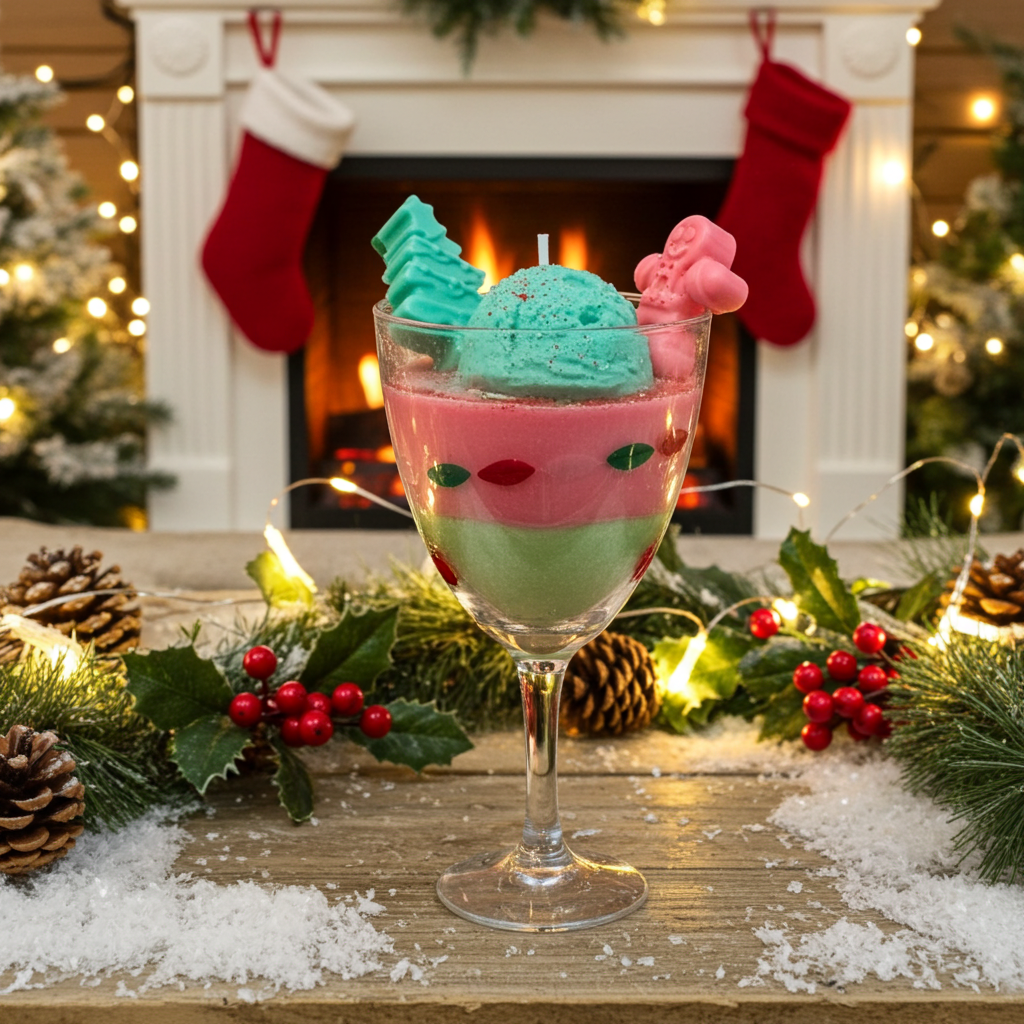 Candy Cane & Pine Scented Dessert Candle