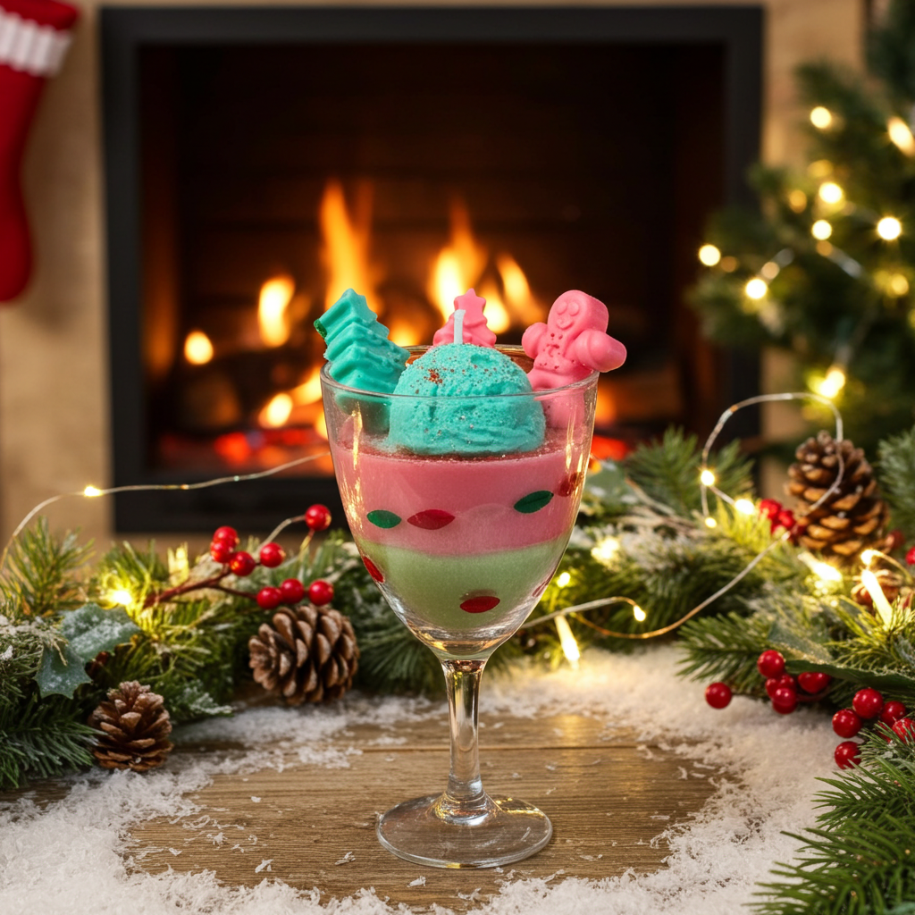Candy Cane & Pine Scented Dessert Candle
