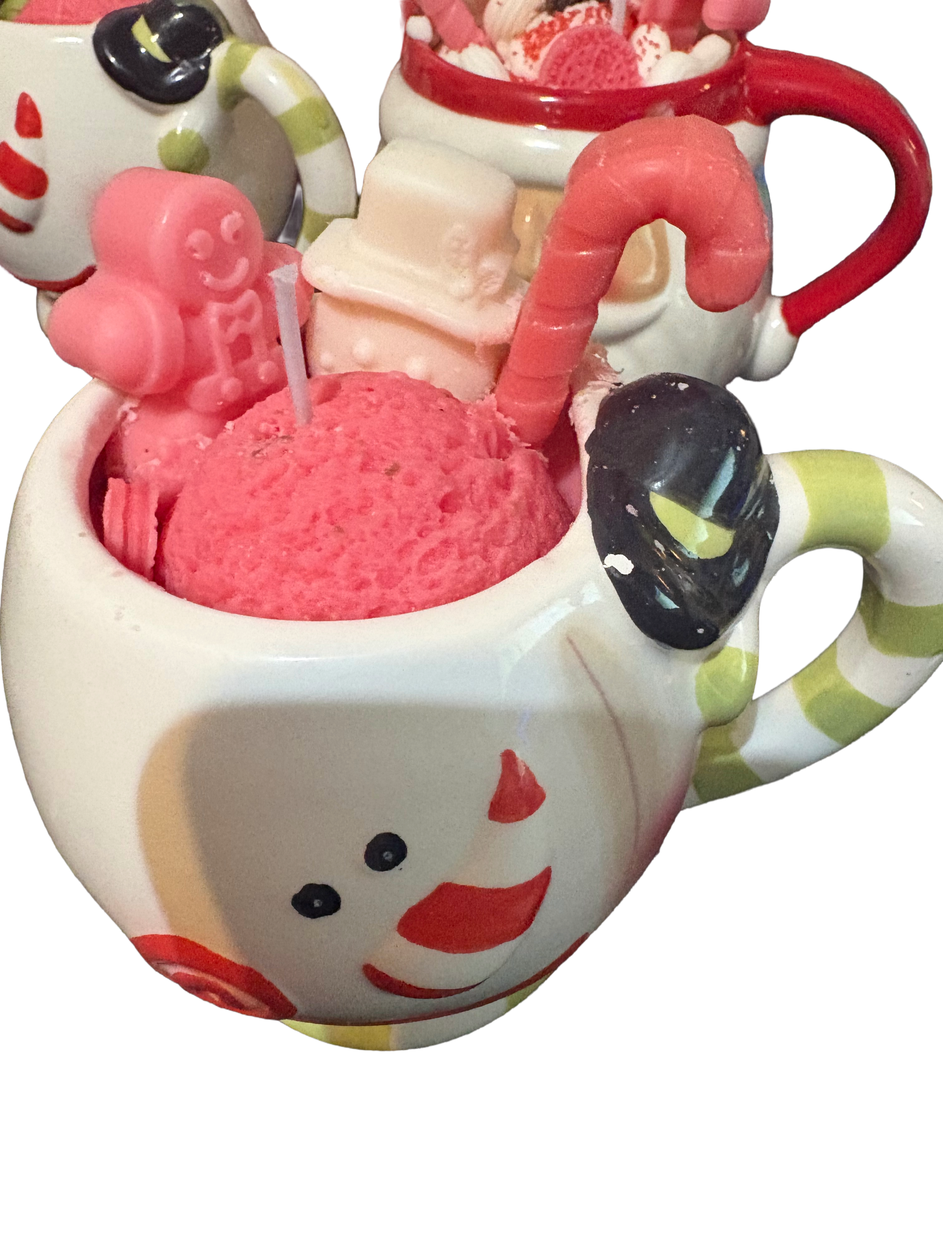 Candy Cane Cute Christmas Snowman Mug
