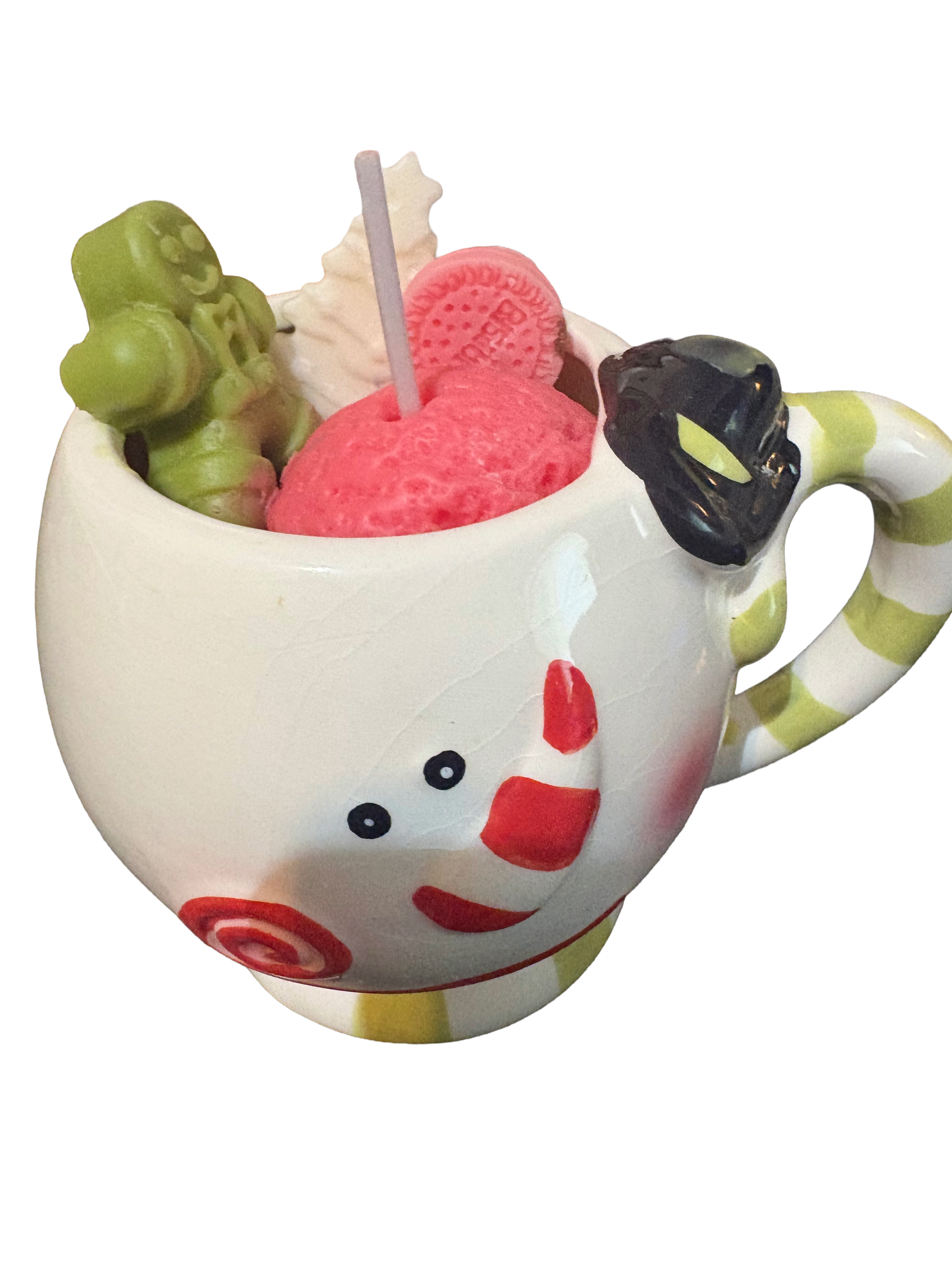 Candy Cane Cute Christmas Snowman Mug