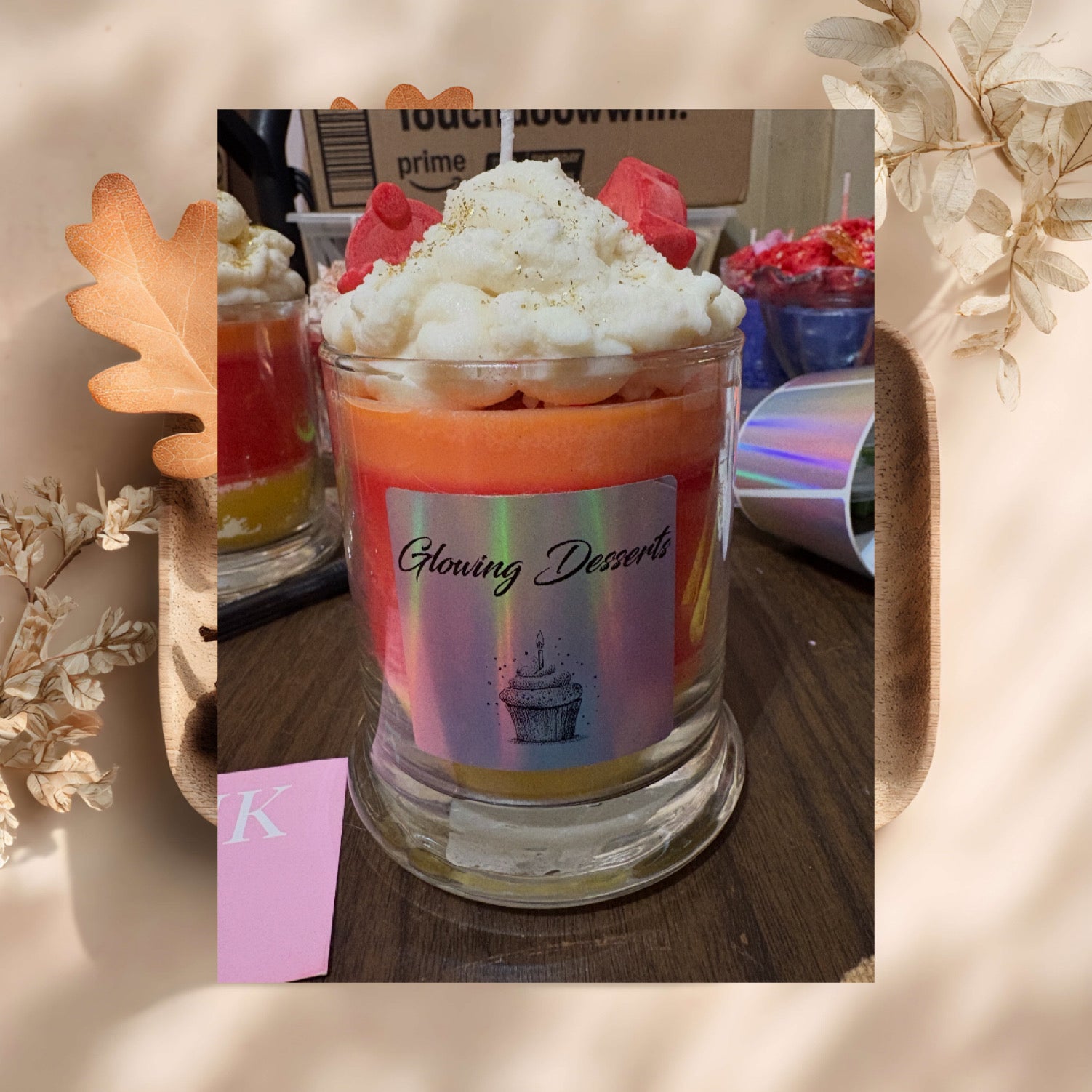 Tri-color vanilla scented dessert candle