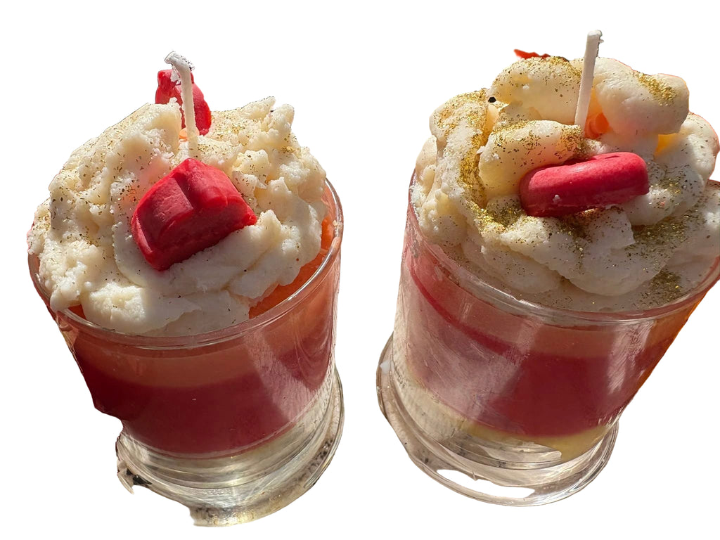 Tri-color vanilla scented dessert candle