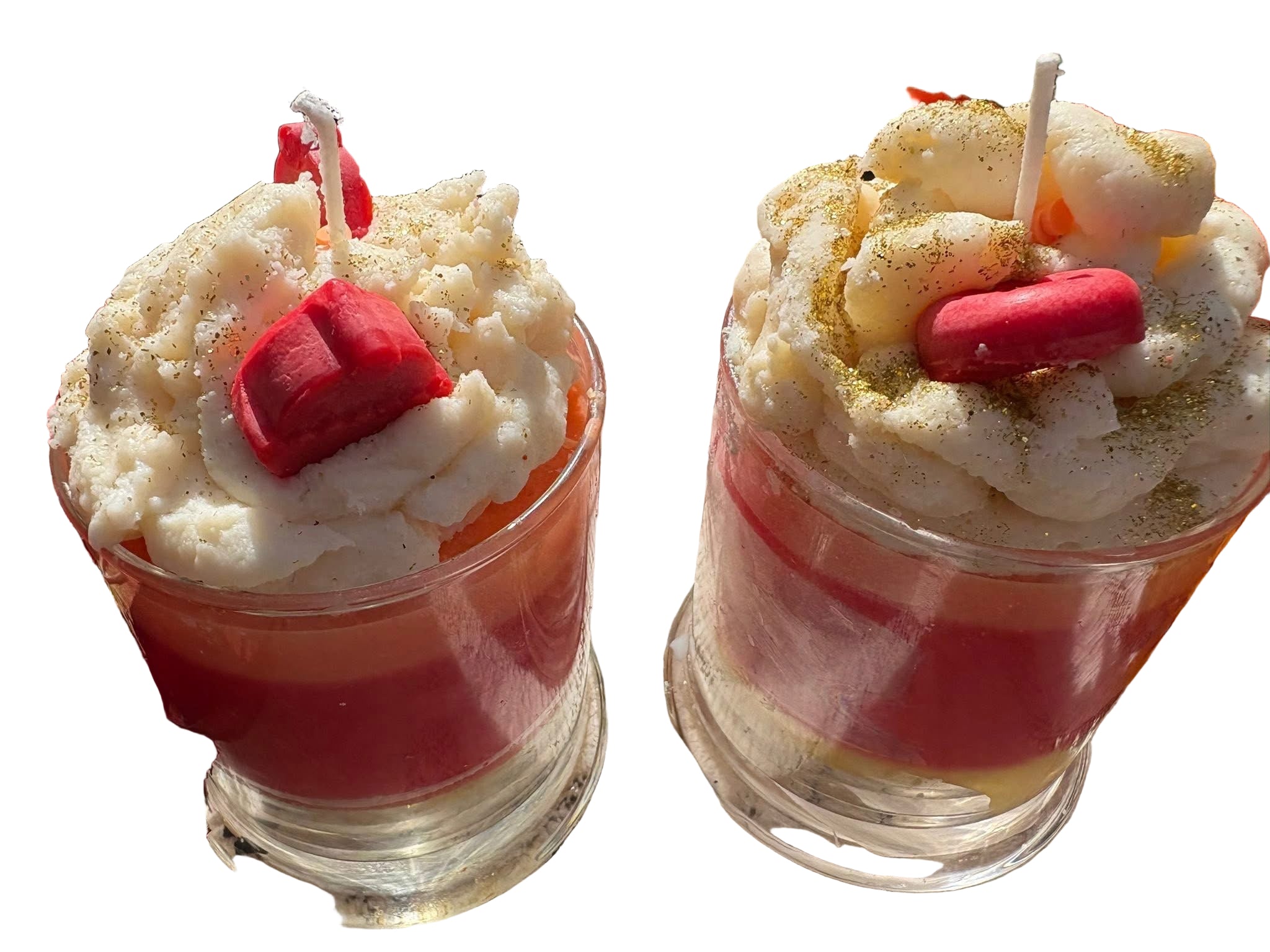 Tri-color vanilla scented dessert candle