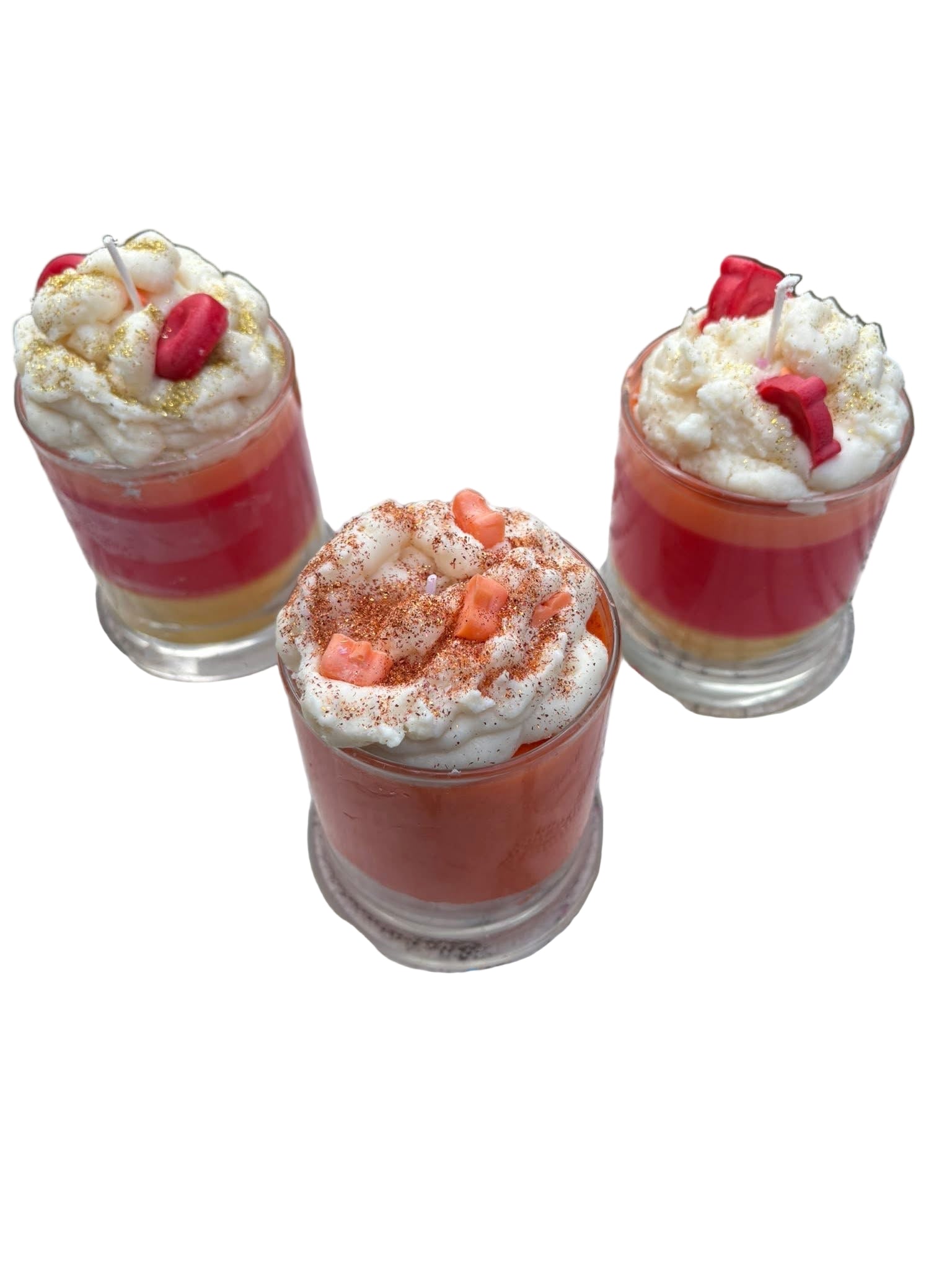 Tri-color vanilla scented dessert candle