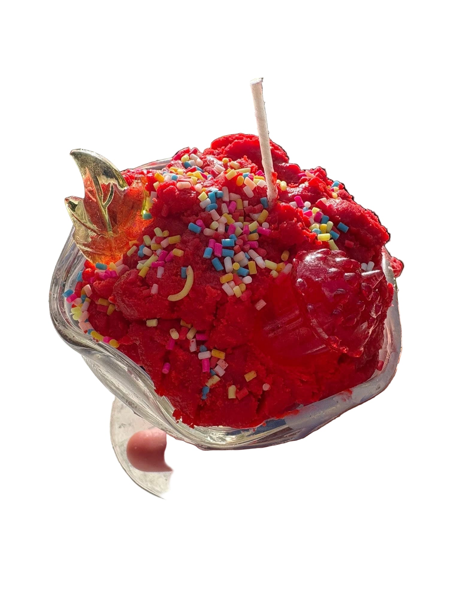 Strawberry fields ice cream candle