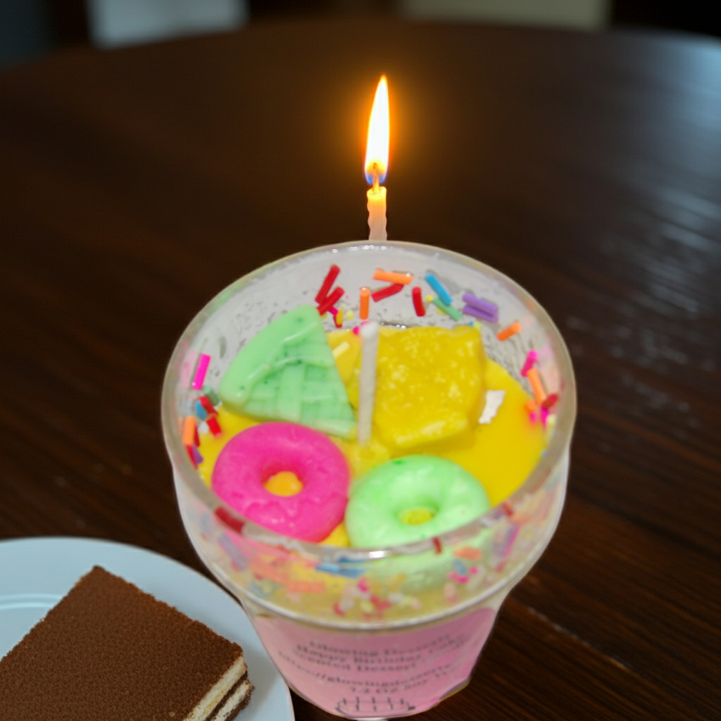 Small Happy Birthday Dessert Candle( Birthday Cake Scented)
