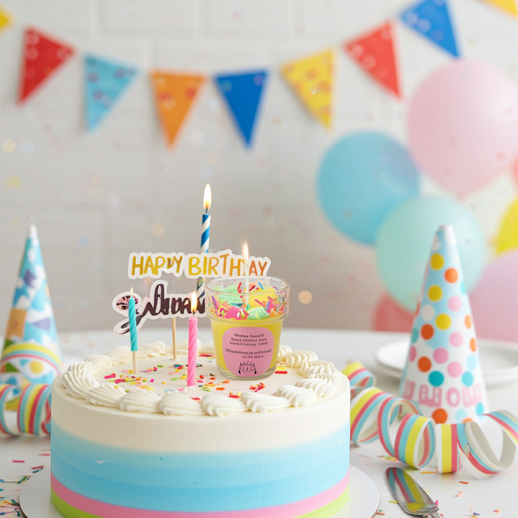 Small Happy Birthday Dessert Candle( Birthday Cake Scented)