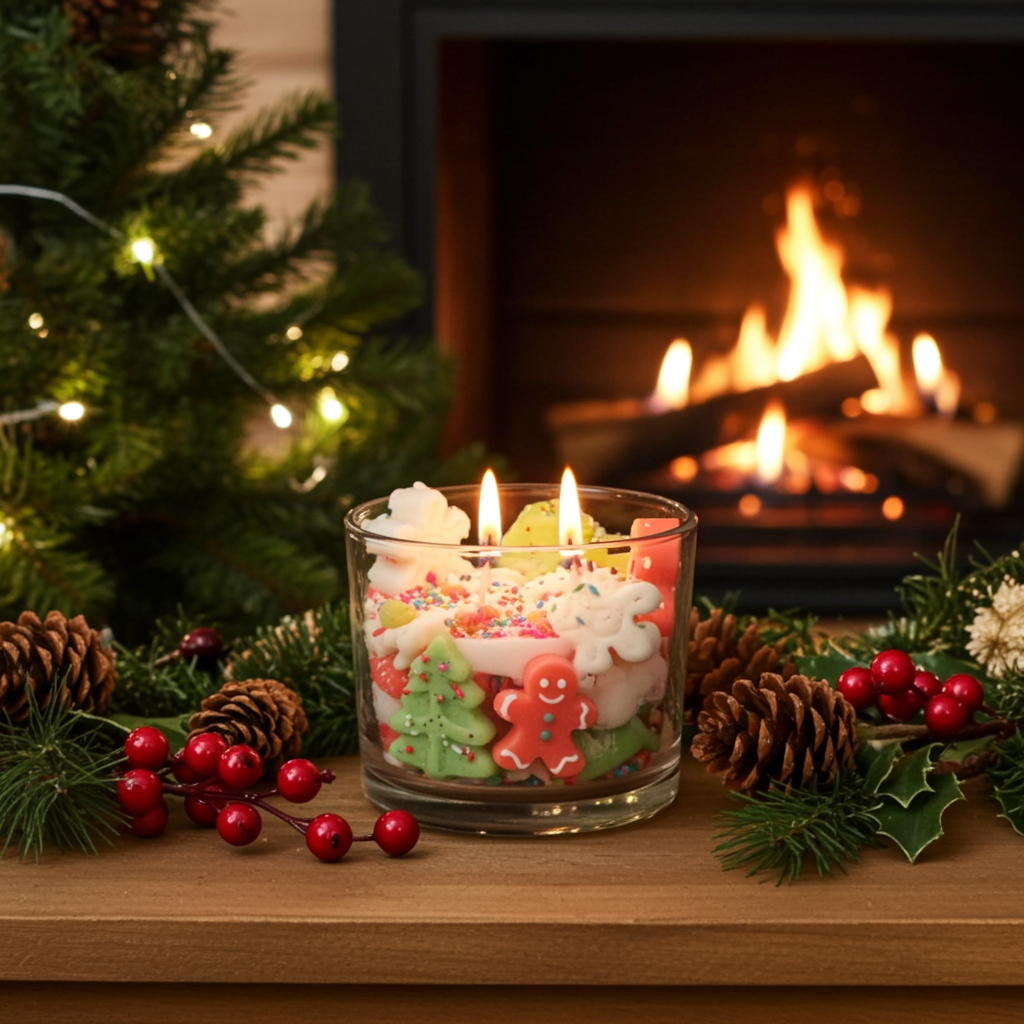 Candy Land Christmas Dessert Candle with Christmas Wreath fragrance