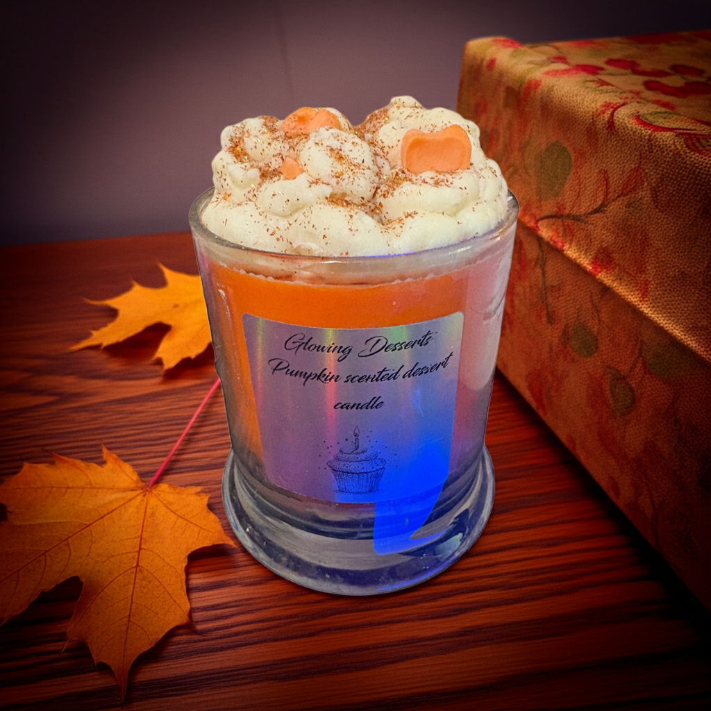 Hello Fall Pumpkin scented dessert candle
