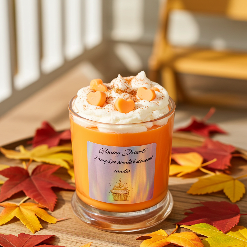 Hello Fall Pumpkin scented dessert candle