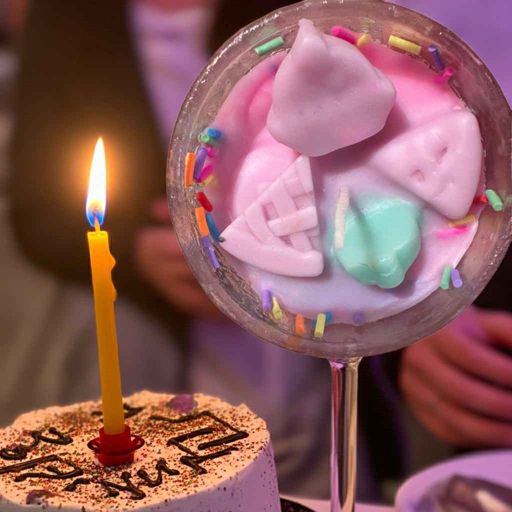 Pink Small Happy Birthday Dessert Candle