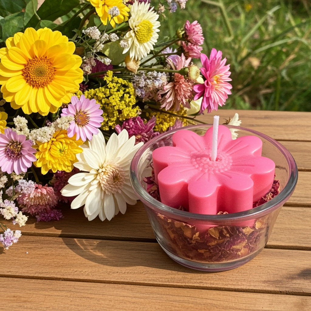 Rose Scented Flower Candle