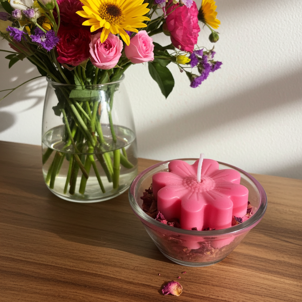 Rose Scented Flower Candle