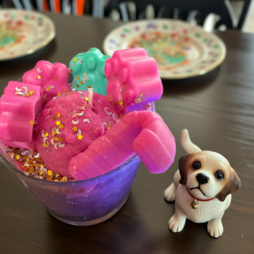 Pink Puppy Paws Dessert Candle ( Black Raspberry /Vanilla Scented)