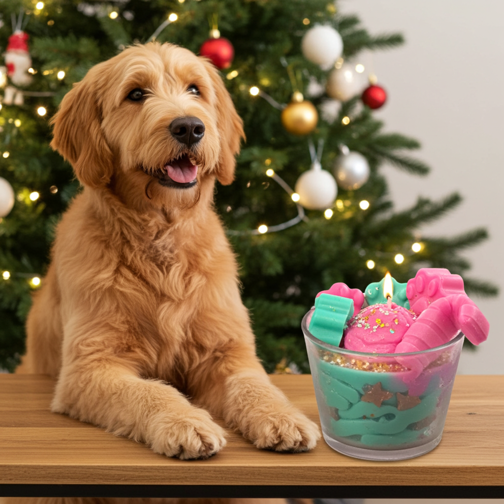 Pink Puppy Paws Dessert Candle ( Black Raspberry /Vanilla Scented)